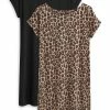 Next Damen 2 PACK - Jerseykleid - Black/animal Print