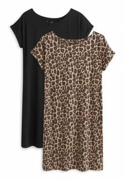 Next Damen 2 PACK - Jerseykleid - Black/animal Print