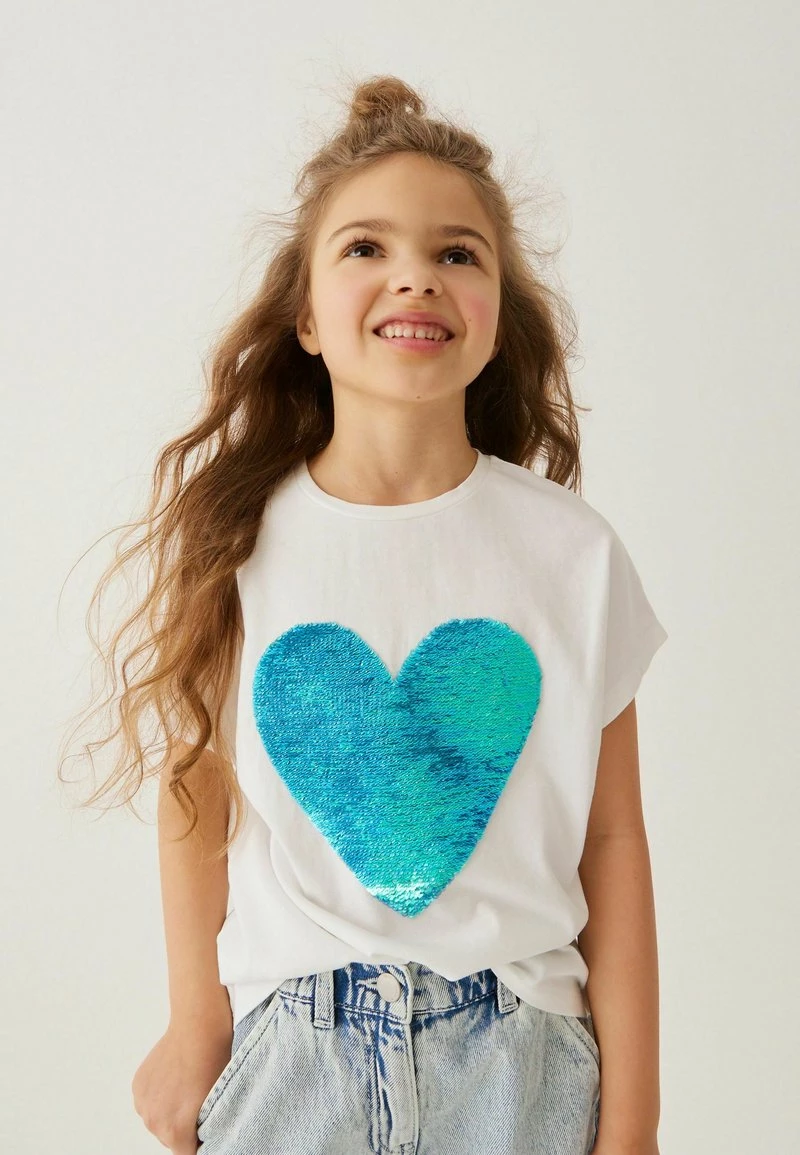 Next Kinder FLIPPY SEQUIN HEART - T-Shirt Print - White Blue – Bild 2