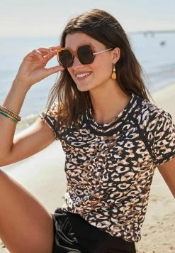 Next Damen BUBBLEHEM RAGLAN - T-Shirt Print - Brown Animal Print