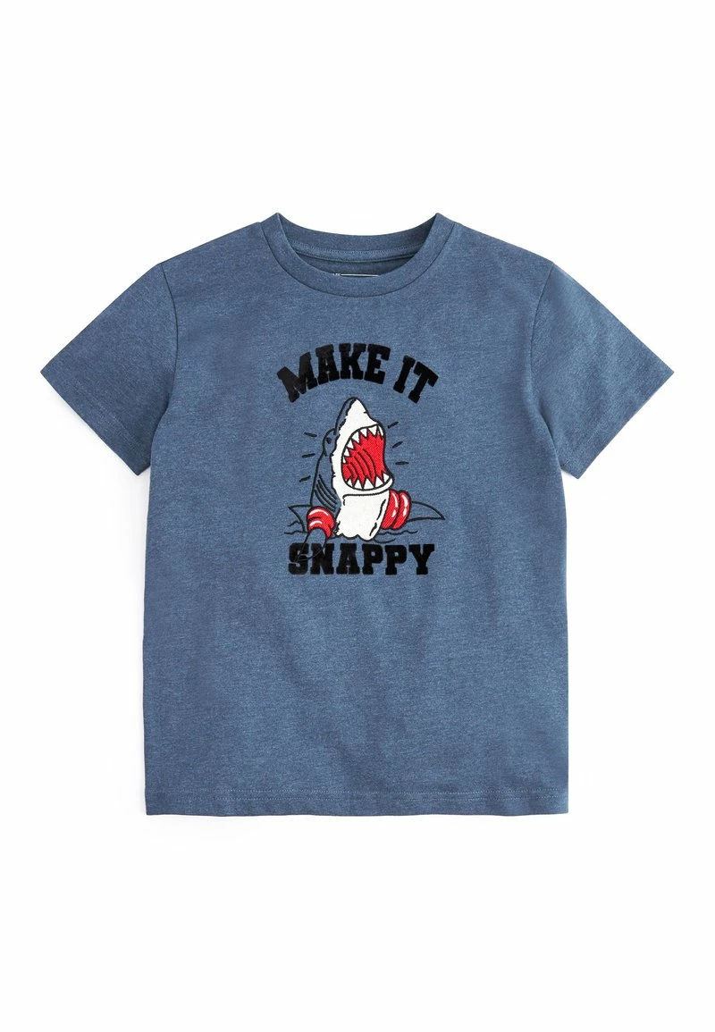 Next Kinder EMBROIDERED SHORT SLEEVE - T-Shirt Print - Indigo Blue Shark