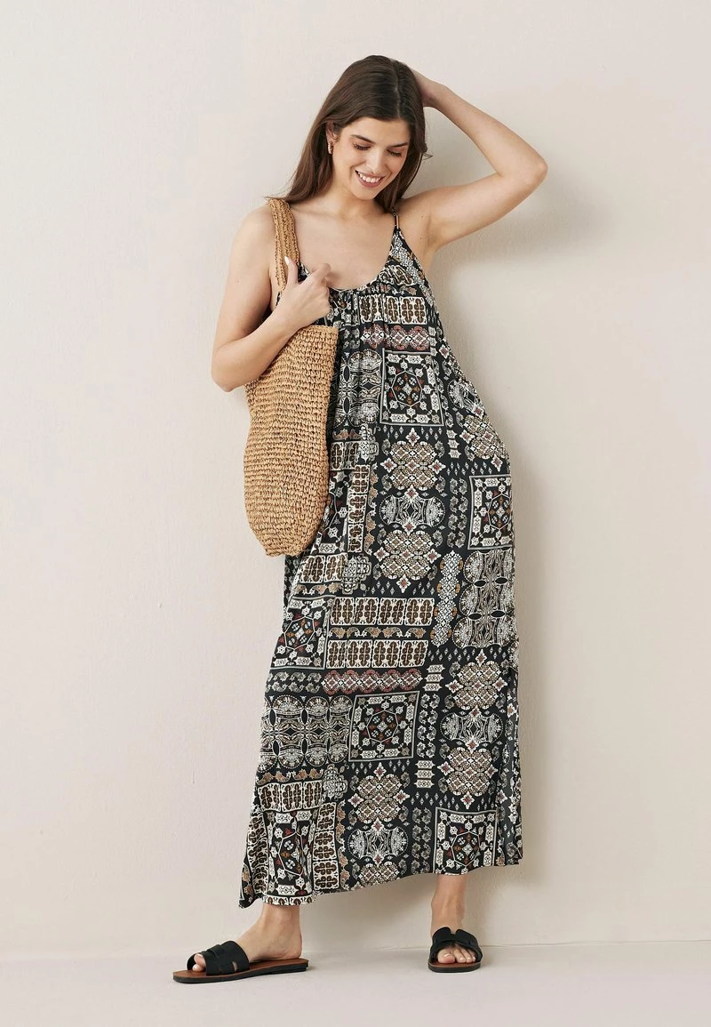 Next STRAPPY CAMI - Maxikleid - Black White Patch Print | Damen