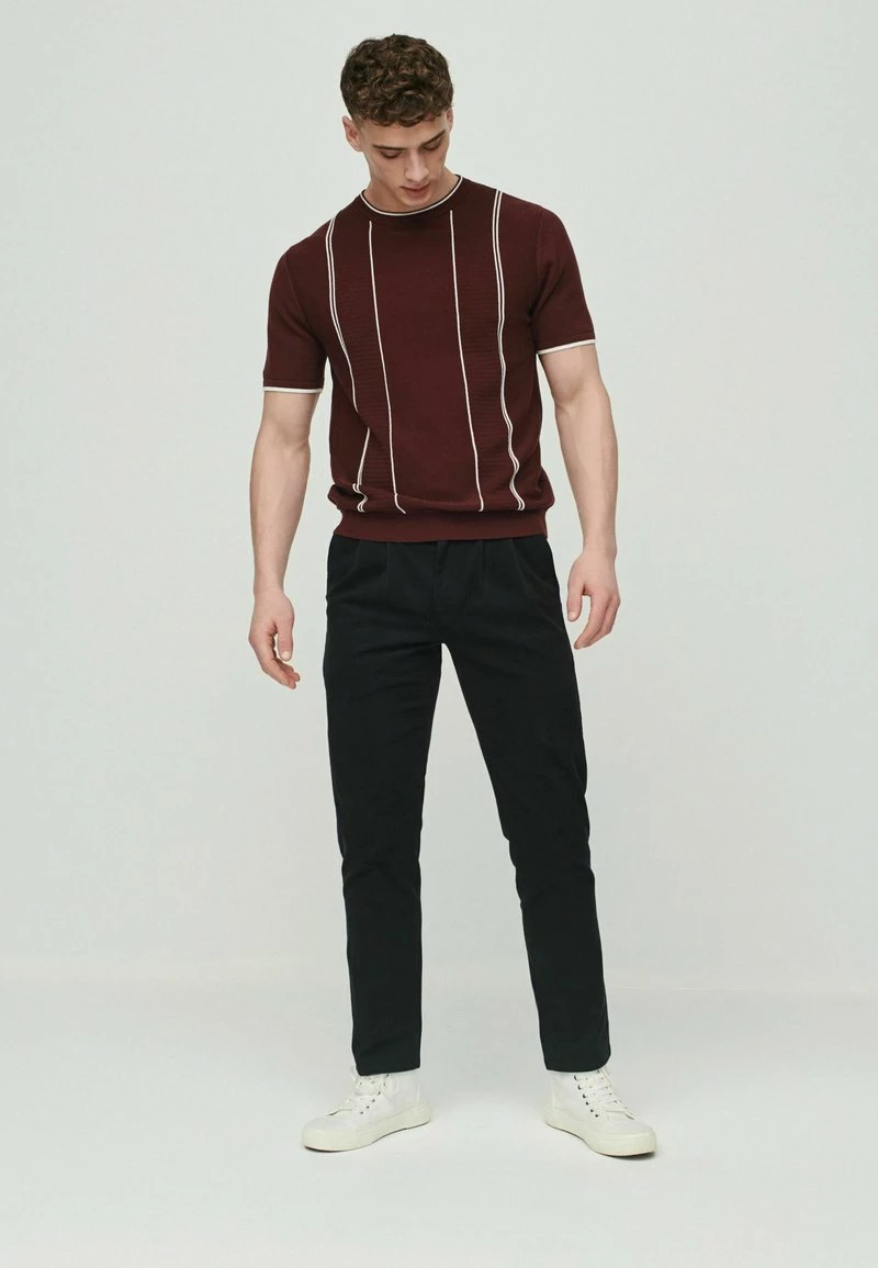 Next Herren KNITTED - T-Shirt Print - Burgundy Red