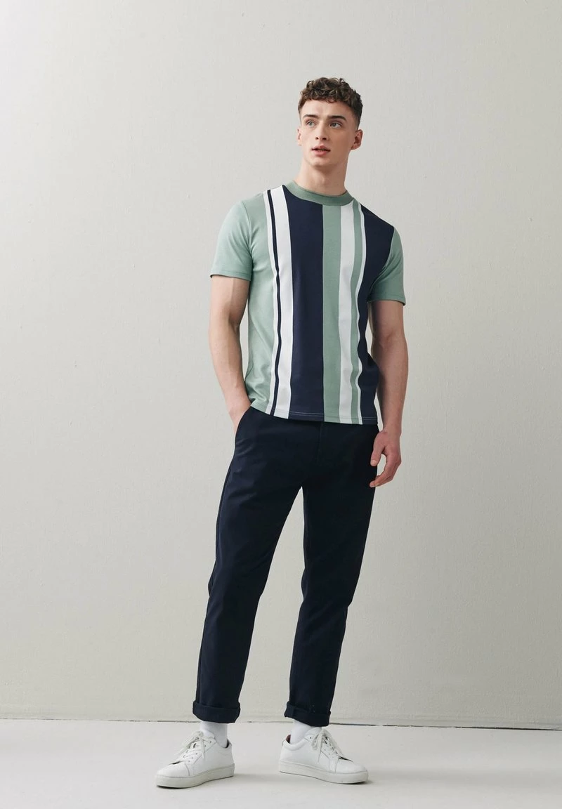 Next Herren T-Shirt Print - Green Navy Blue Vertical