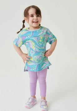 Next Kinder LONGLINE - T-Shirt Print - Green Purple Wavy