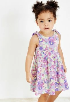 Next Kinder TIE SHOULDER JERSEY - Freizeitkleid - Lilac Purple Animal Print