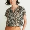 Next Damen Bluse - Neutral Brown Animal Print