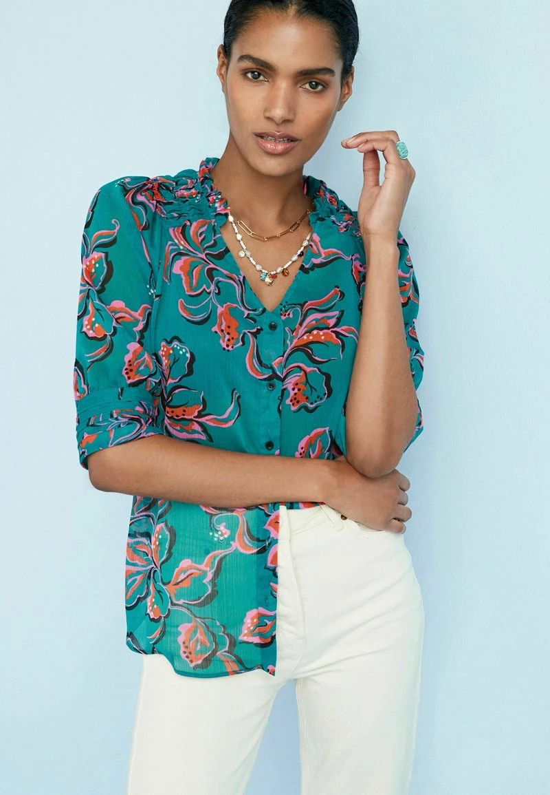 Next Damen HALF SLEEVE V-NECK - Bluse - Teal Blue Floral – Bild 2