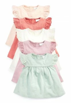 Next Kinder BABY 5 PACK - T-Shirt Basic - Pink, Cream, Purple And Green