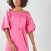 Next Damen PUFF SLEEVE SQUARE NECK - Blusenkleid - Pink