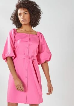 Next Damen PUFF SLEEVE SQUARE NECK - Blusenkleid - Pink