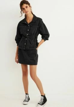 Next Damen BELTED - Jeansjacke - Black