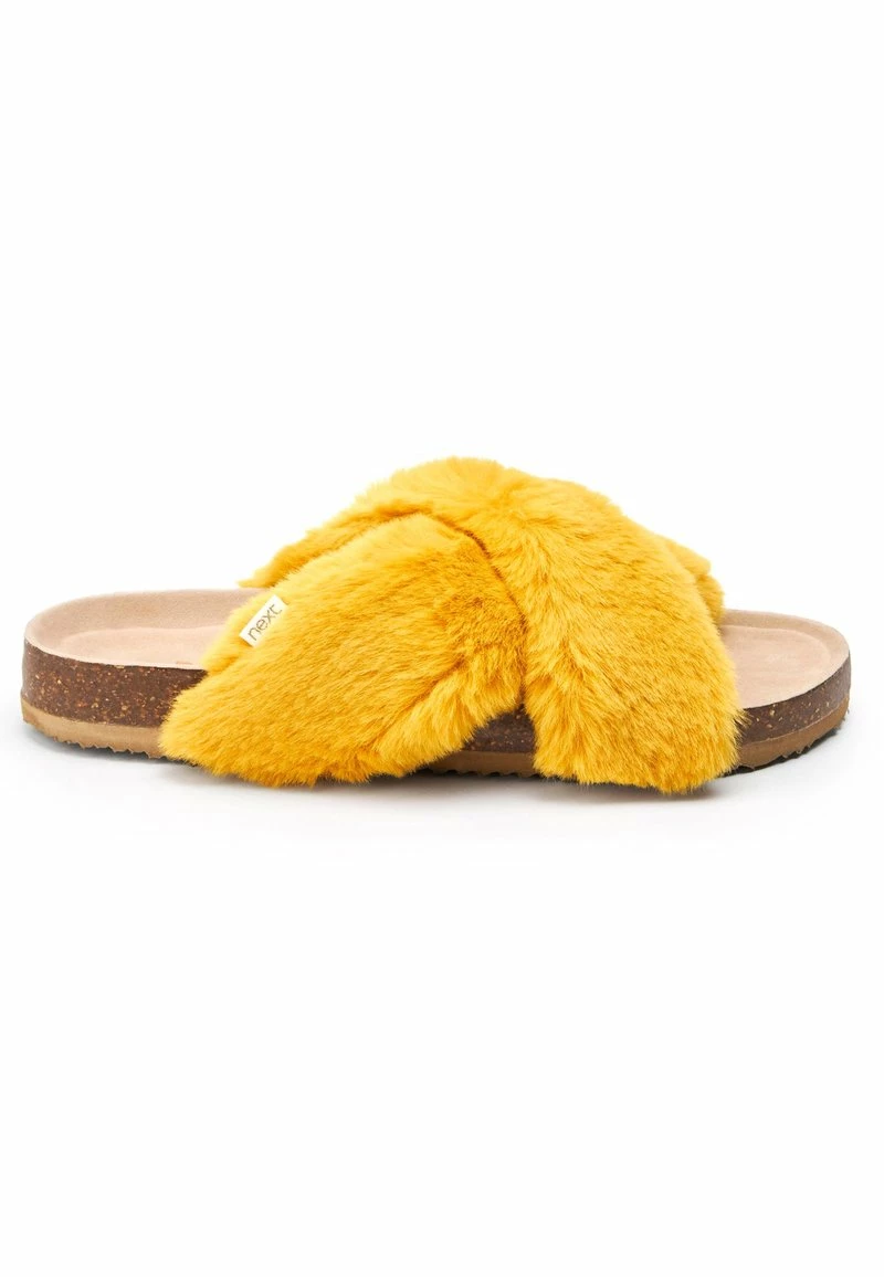 Next Damen Hausschuh - Ochre Yellow Faux Fur