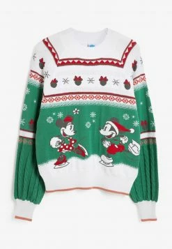 Next Damen CHRISTMAS - Strickpullover - Green, White