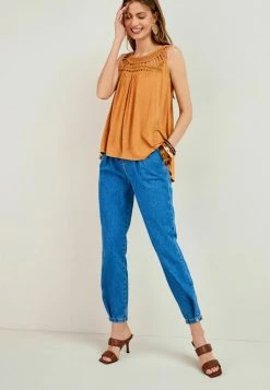 Next Damen Top - Tan Brown