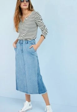 Next Damen A-Linien-Rock - Mid Blue Patchwork