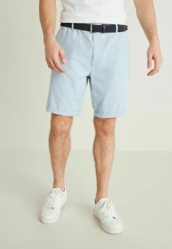 Next Herren BELTED WITH STRETCH - Shorts - Light Blue Oxford