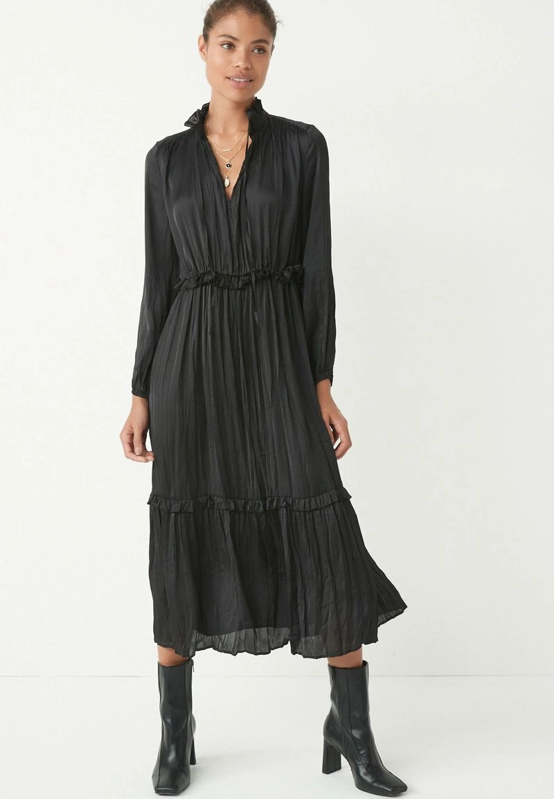Next Damen TIE NECK SATIN MIDI - Freizeitkleid - Black