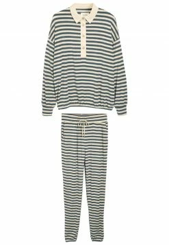 Next Damen RUGBY SET - Nachtwäsche Set - Navy Blue Stripe