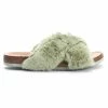 Next Damen Hausschuh - Khaki Green Recycled Faux Fur