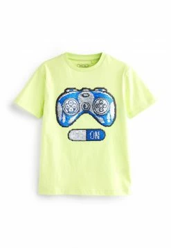 Next Kinder FLIPPY SEQUIN SHORT SLEEVE - T-Shirt Print - Lime Green Gaming Controller