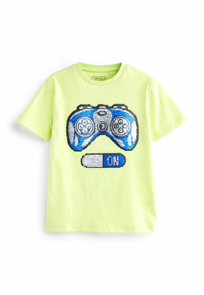 Next Kinder FLIPPY SEQUIN SHORT SLEEVE - T-Shirt Print - Lime Green Gaming Controller