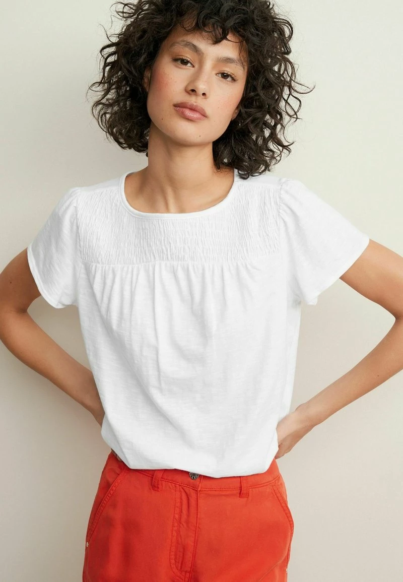 Next Damen SMOCK NECK SHORT SLEEVE - T-Shirt Print - White
