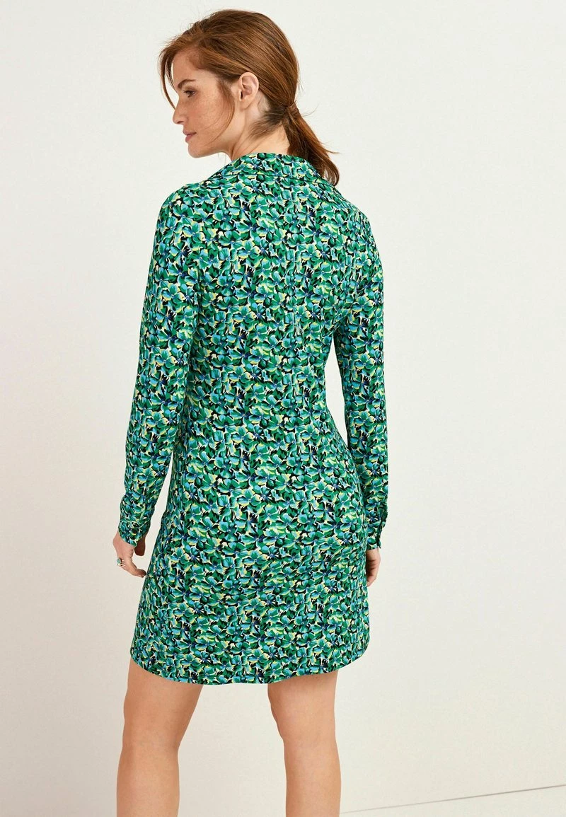 Next Damen LONG SLEEVE RUCHED - Blusenkleid - Green Floral Print – Bild 3