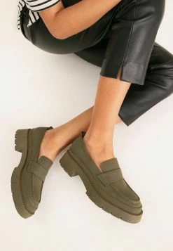Next Damen RUBBERISED CHUNKY LOAFERS - Mokassin - Khaki