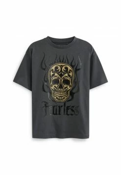 Next Kinder SHORT SLEEVE GRAPHIC - T-Shirt Print - Charcoal Grey Skull