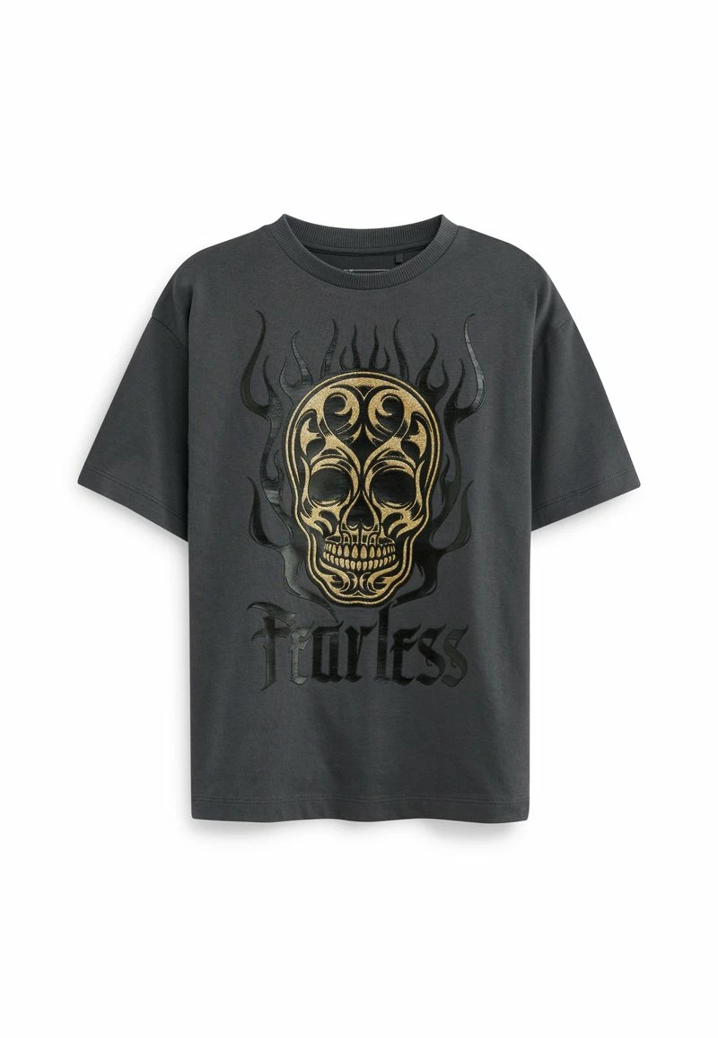 Next Kinder SHORT SLEEVE GRAPHIC - T-Shirt Print - Charcoal Grey Skull