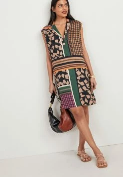 Next Damen REVERE MINI - Freizeitkleid - Brown Patch Print
