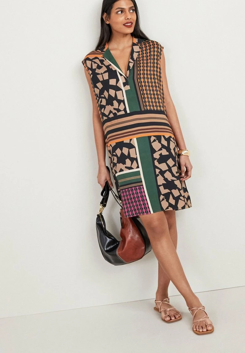 Next Damen REVERE MINI - Freizeitkleid - Brown Patch Print