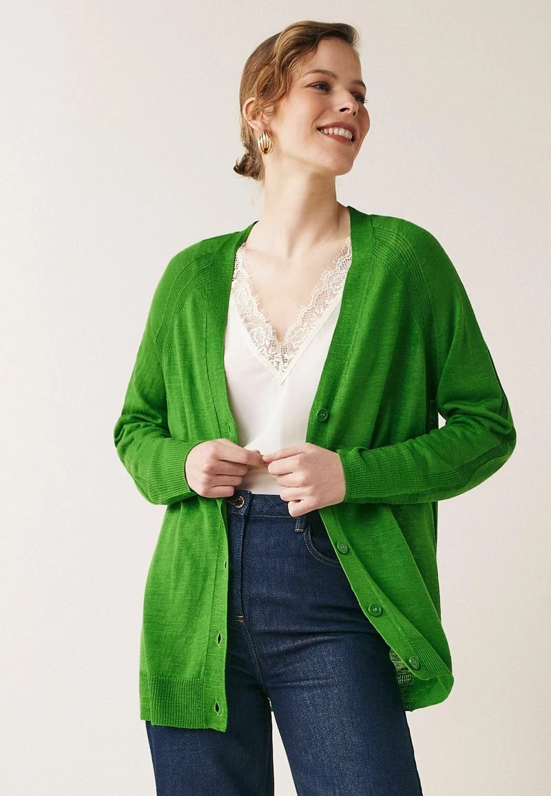 Next Damen LONGLINE - Strickjacke - Green