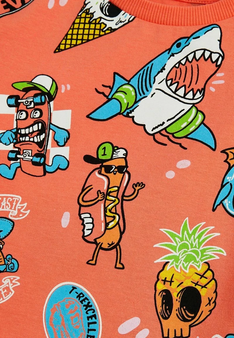 Next Kinder SHORT SLEEVE - T-Shirt Print - Coral Orange Summer Shark – Bild 5