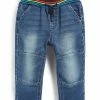 Next Kinder RAINBOW RIB WAIST - Jeans Relaxed Fit - Dark Blue