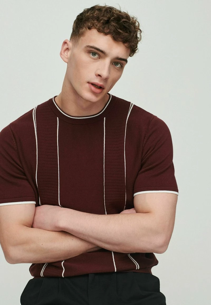 Next Herren KNITTED - T-Shirt Print - Burgundy Red – Bild 5