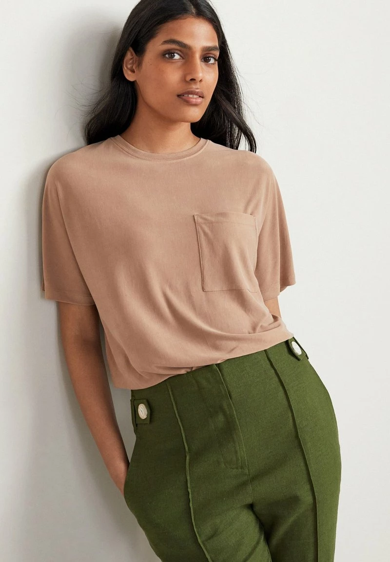 Next Damen T-Shirt Basic - Tan Brown
