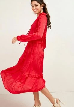 Next Damen SATIN TIE NECK - Freizeitkleid - Red