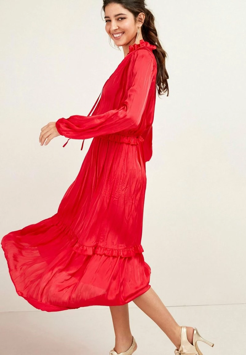 Next Damen SATIN TIE NECK - Freizeitkleid - Red