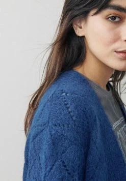 Next Damen LONGLINE POINTELLE - Strickjacke - Dark Blue