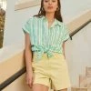 Next Damen SHORT SLEEVE - Hemdbluse - Green Stripe