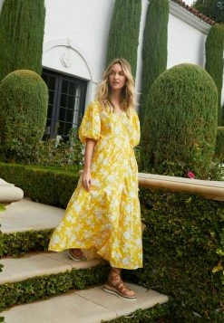 Next Damen BRODERIE WRAP - Maxikleid - Yellow