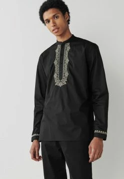 Next Herren EMBROIDERED REGULAR LENGTH KURTA - Hemd - Black