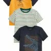 Next Kinder 3 PACK - T-Shirt Print - Ochre Yellow Navy Blue