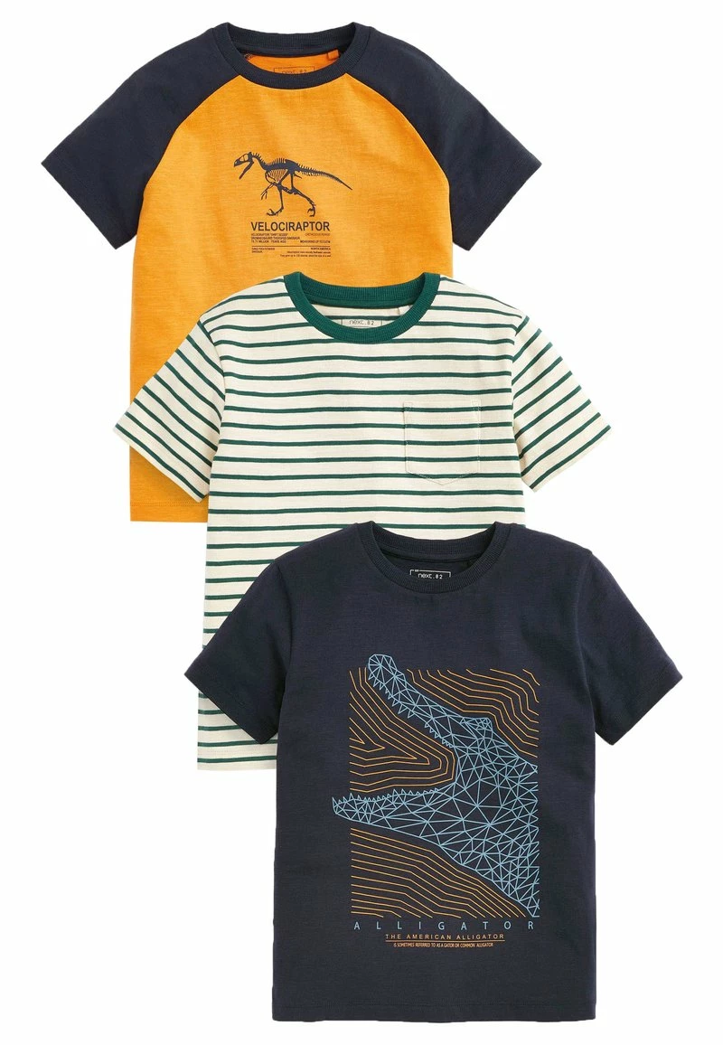 Next Kinder 3 PACK - T-Shirt Print - Ochre Yellow Navy Blue