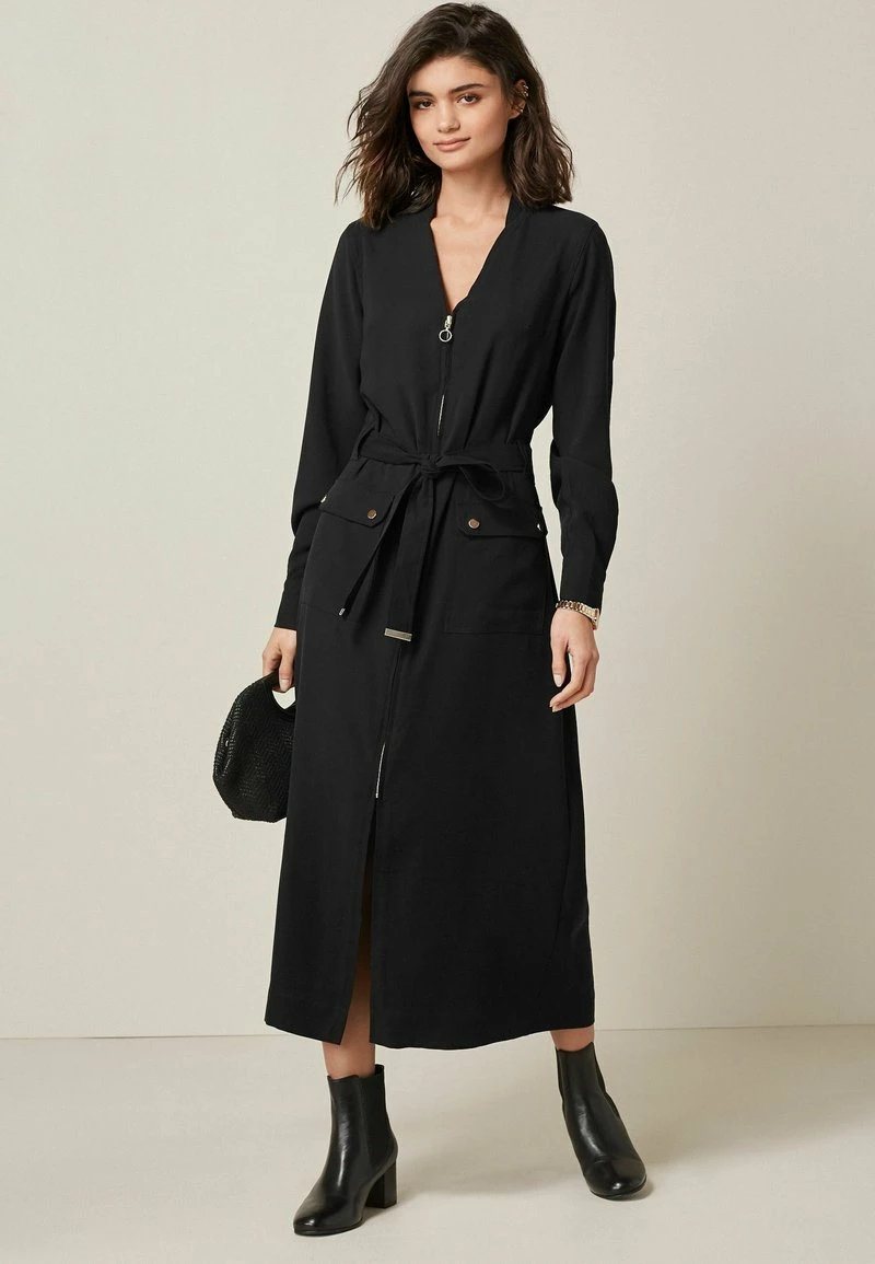 Next Damen MIDI ZIP FRONT - Blusenkleid - Black