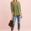 Next Damen WASHED LONG SLEEVE POCKET - Langarmshirt - Khaki
