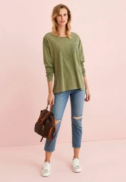 Next Damen WASHED LONG SLEEVE POCKET - Langarmshirt - Khaki