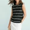 Damen NEXT CREW NECK TANK - Top - Black White Stripe
